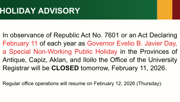 Holiday Advisory in Observance of Evelio Javier Day